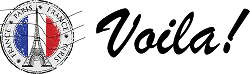 French-themed design with Eiffel Tower and "Voila!